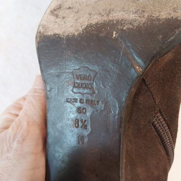 Via Spiga Booties Womens 8.5 M Brown Suede Block Heel Ankle Boots Made in Italy. - Picture 9 of 10